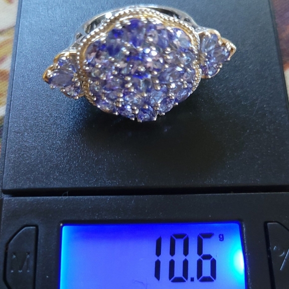 Natural Tanzanite Ring in Platinum over Sterling Silver Sz 8! 💙 Free Shipping! - Picture 7 of 12